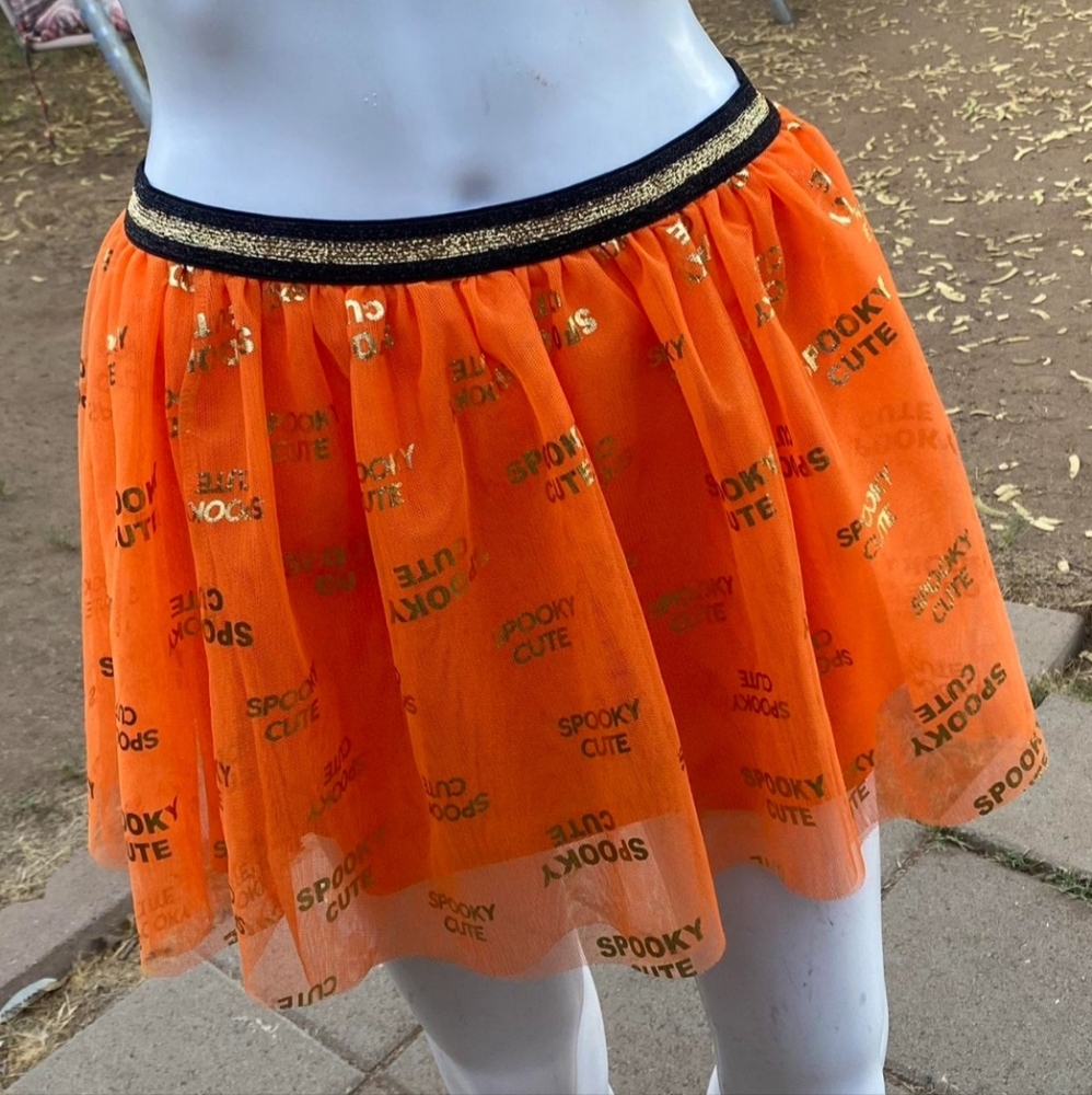 Celebrate Halloween Tulle Tutu Skirt Kids XXL 18 Orange Black Costume